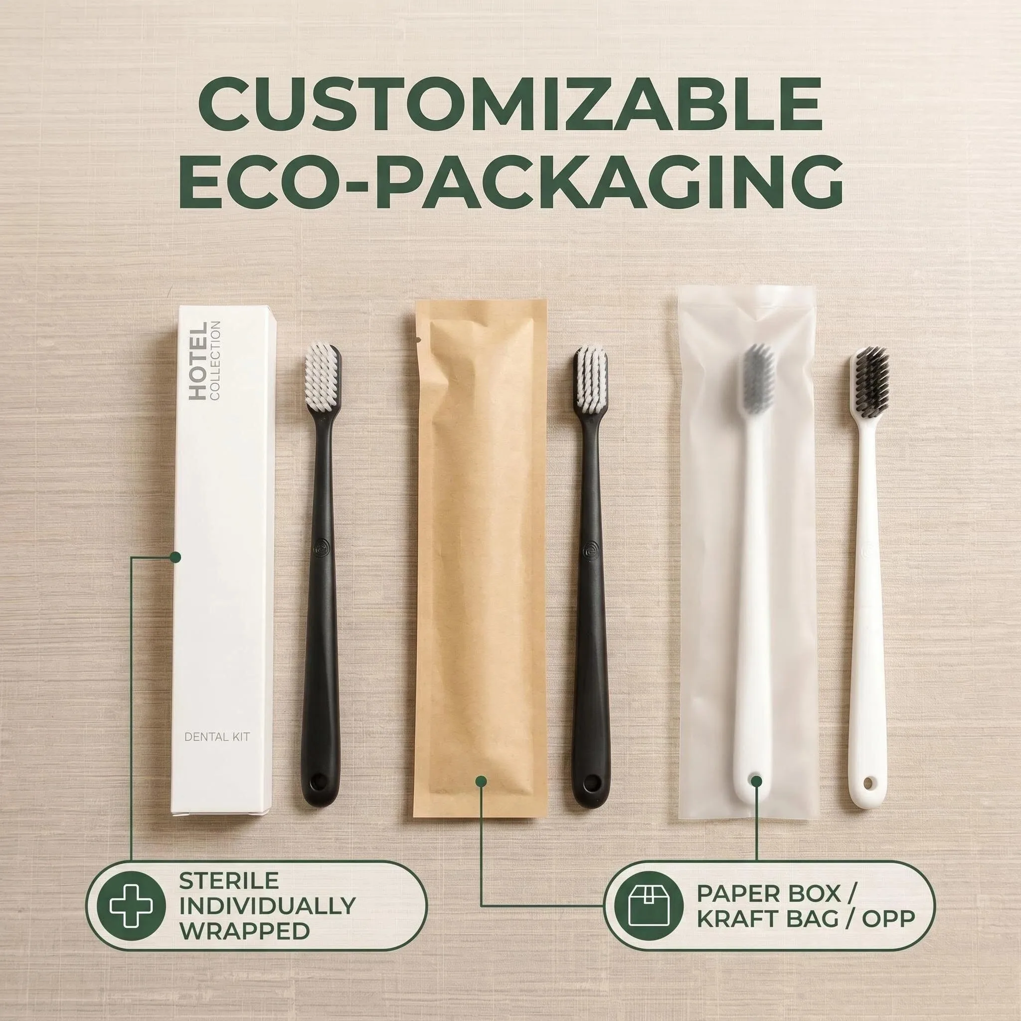 Free Samples FactoryLuxury Eco Friendly Disposable 5star Luxury Hotel Amenities Set Custom logo Bulk Travel Dental Kit