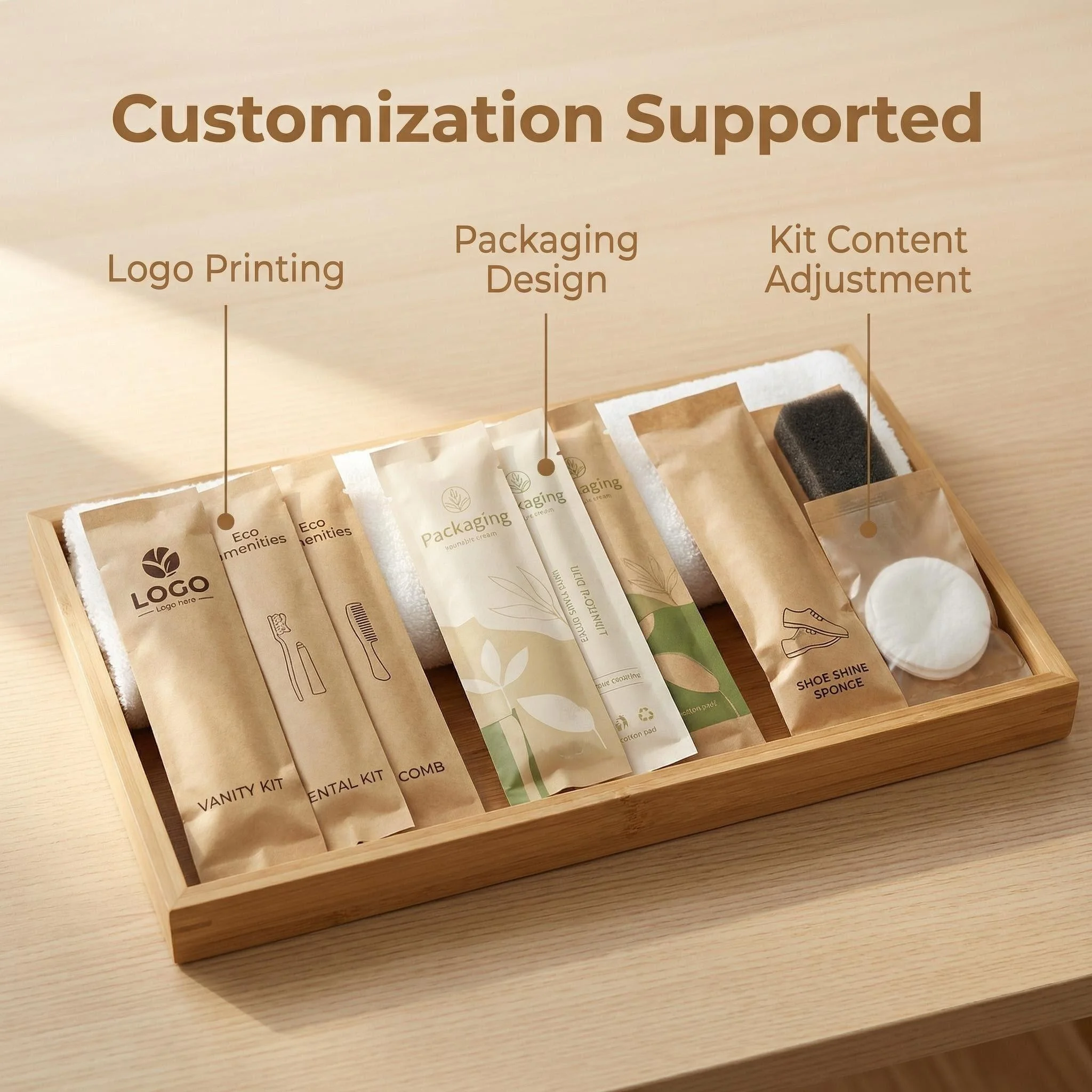 Factory 5-star Hotel Custom Disposable Luxury Toothbrush Shower Hot Comb Travel Size Amenities Set for Hotel