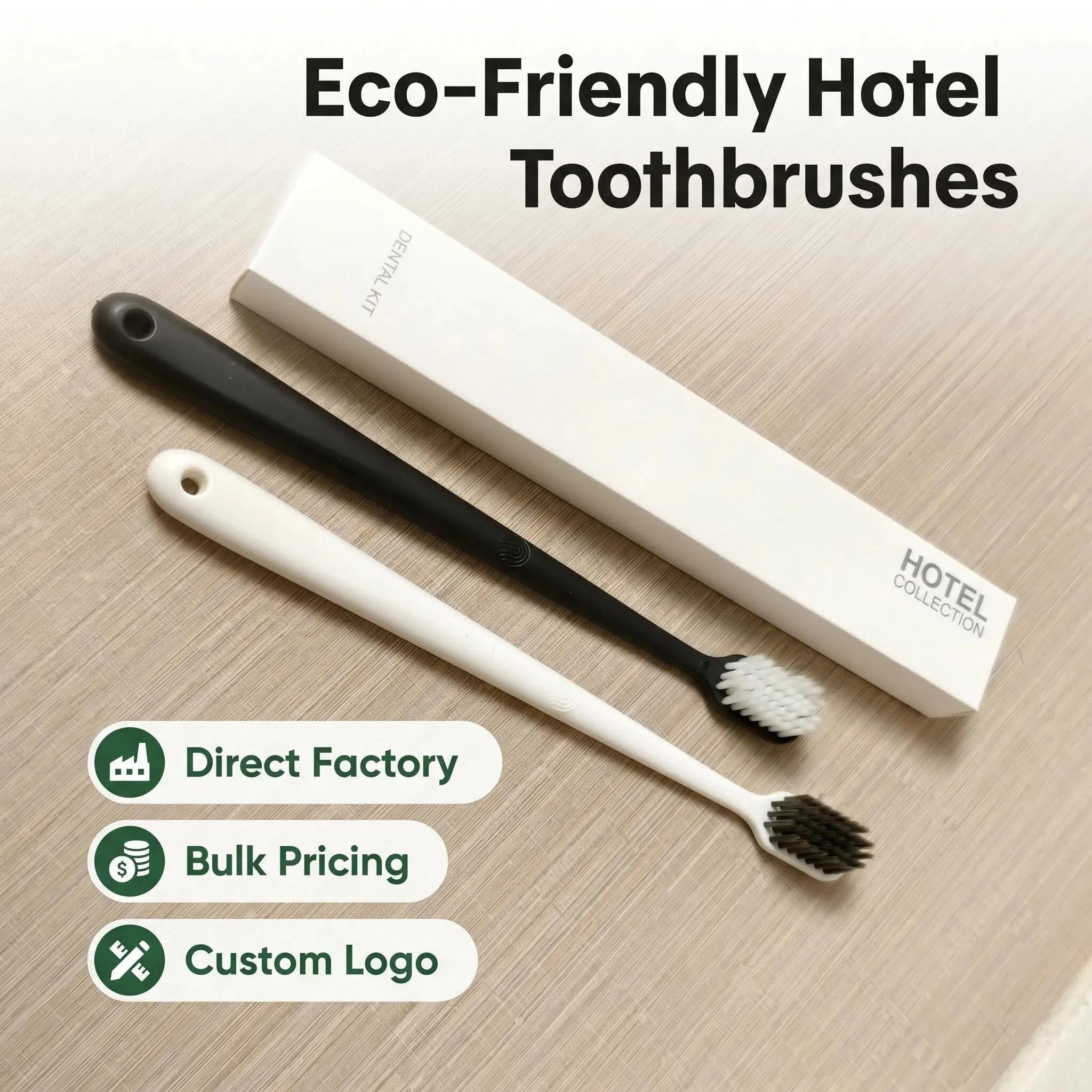 Custom Logo White Cardboard Box Food-Grade PP Soft Bristles ISO Certified Factory Direct Wholesale Hotel Toothbrush Dental Kit
