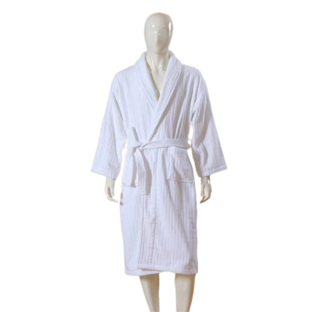 Luxury Hotel Bathrobe Wholesale B&B White 100% Cotton Breathable Quick Dry Absorbent Soft Velour Kimono Collar Sleepwear Women
