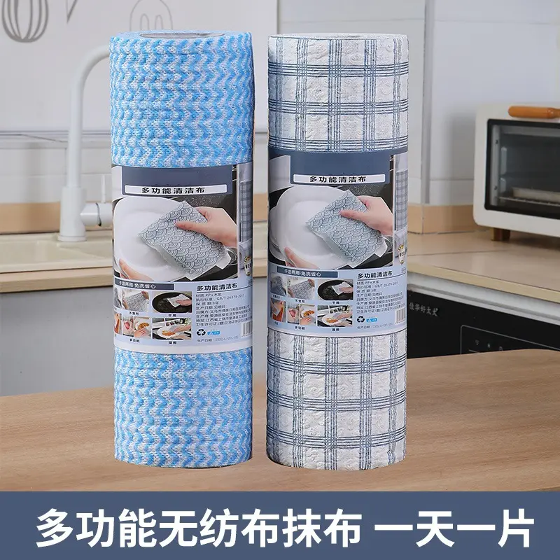 Kitchen Disposable Lazy Towels Thick Washable Printed Wet and Dry Two-in-one Cleaning Dishwashing Non-shedding Scrubbing Pads - Image 4